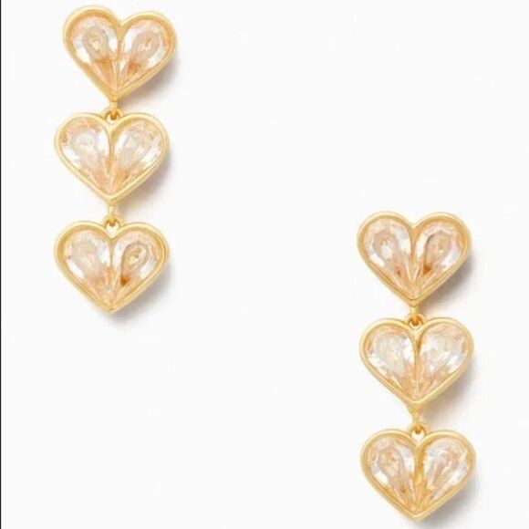 KATE SPADE Rock Solid Stone Heart Linear Earrings K1 - Picture 1 of 7